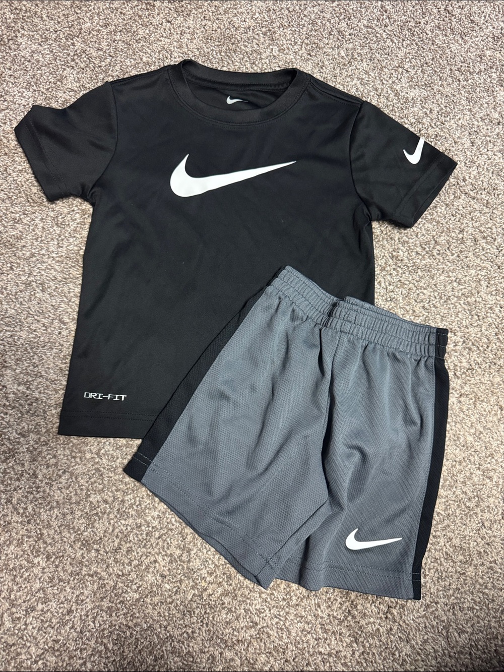 Nike Black Tee with Gray Athletic Shorts